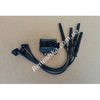 Котушка запалювання + провода високовольтні, дроти запалювання ( комплект ) для RENAULT CLIO II 98->