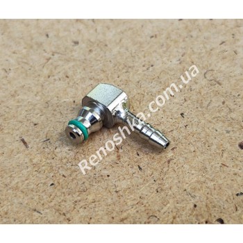Штуцер трубки обратки ( форсунка обратки ) BOSCH COMMON RAIL, 5.5mm де ущілюнювач / 4.4mm ялинка, металевий, кутовий 90 градусів