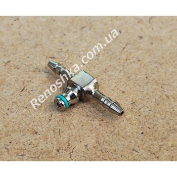 Штуцер трубки обратки ( форсунка обратки ) BOSCH COMMON RAIL, 5.5mm де ущілюнювач / 4.4mm ялинка, металевий, T-образний